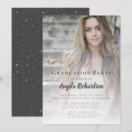 Typografische Partij voor afstuderen-fotoscript Kaart (Voorkant / Achterkant)