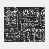 Typografische Patroon White Names Black Fleece Deken (Voorkant (Horizontaal))