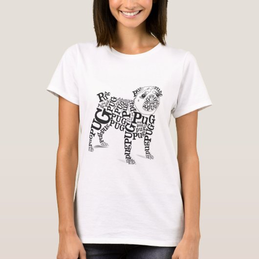 Typografische Pug T-shirt (Voorkant)