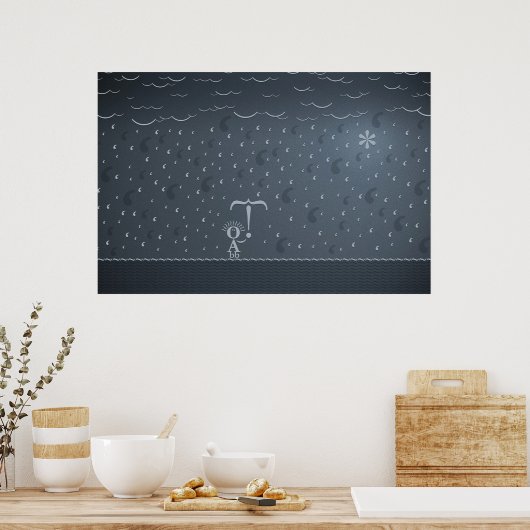 Typografische Regen Poster (Keuken)