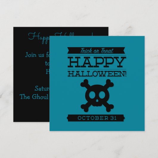 Typografische retro Halloween Kaart (Voorkant / Achterkant)