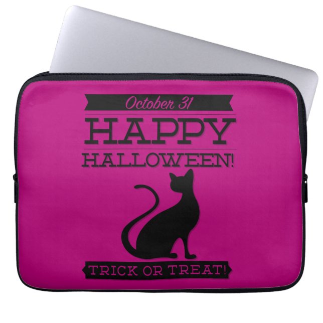 Typografische retro Halloween Laptop Sleeve (Voorkant)
