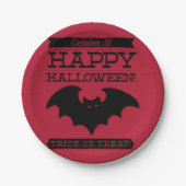 Typografische retro Halloween Papieren Bordje (Voorkant)