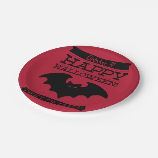 Typografische retro Halloween Papieren Bordje (Gekanteld)