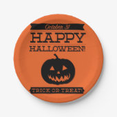 Typografische retro Halloween Papieren Bordje (Voorkant)