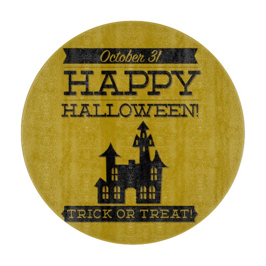 Typografische retro Halloween Snijplank (Voorkant)