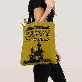 Typografische retro Halloween Tote Bag (Dichtbij)