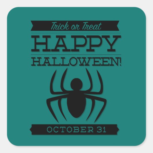 Typografische retro Halloween Vierkante Sticker (Voorkant)