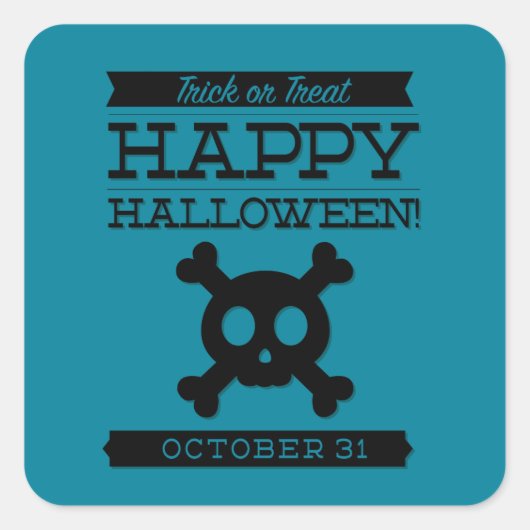 Typografische retro Halloween Vierkante Sticker (Voorkant)