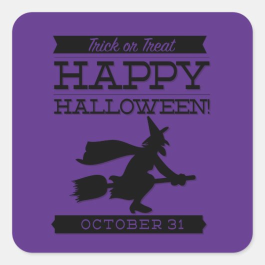Typografische retro Halloween Vierkante Sticker (Voorkant)