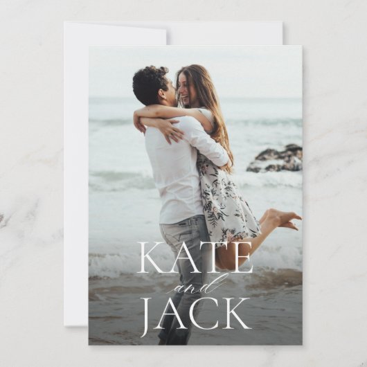 Typografische Save the Date Foto Aankondiging (Voorkant)