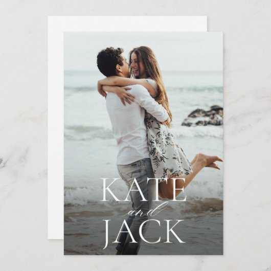 Typografische Save the Date Foto Aankondiging (Voorkant / Achterkant)