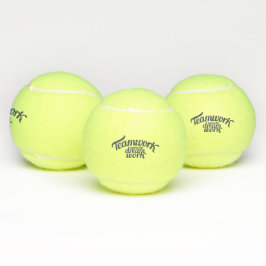 Typografische slogan teamwork maakt tennisballen