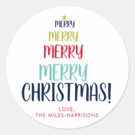 Typografische speciale feestdag voor Merry Tree Ronde Sticker