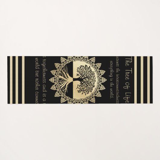 Typografische structuur van Life Black en Tan Yogamat (Achterkant (horizontaal))