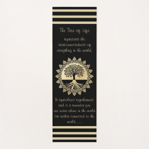 Typografische structuur van Life Black en Tan Yogamat