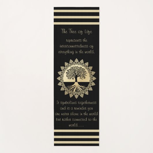 Typografische structuur van Life Black en Tan Yogamat (Voorkant)