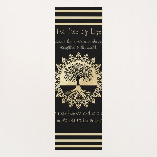 Typografische structuur van Life Black en Tan Yogamat (Achterkant)