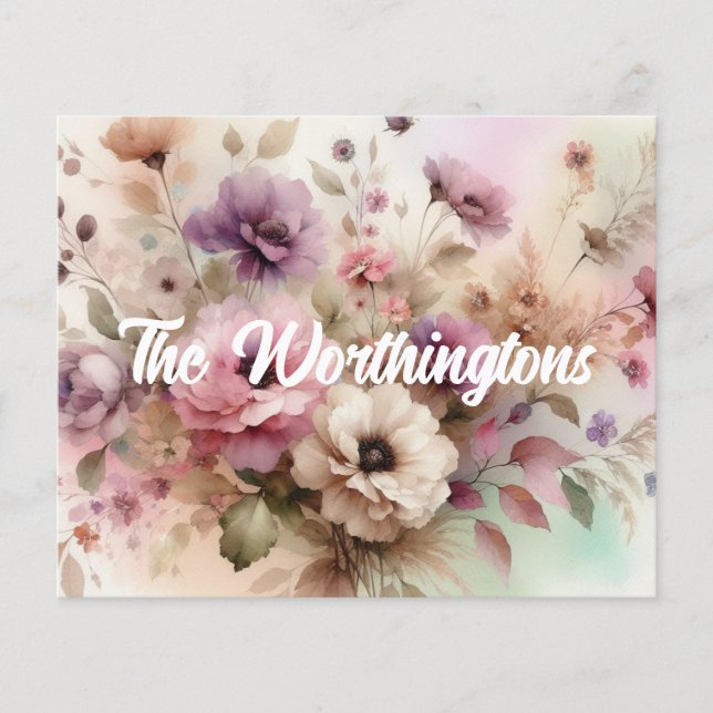 Typografische tekst Herfstbladeren en bloemen wate (Voorkant)