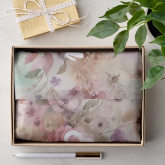 Typografische tekst Herfstbladeren en bloemen wate Tissuepapier (Geschenk)