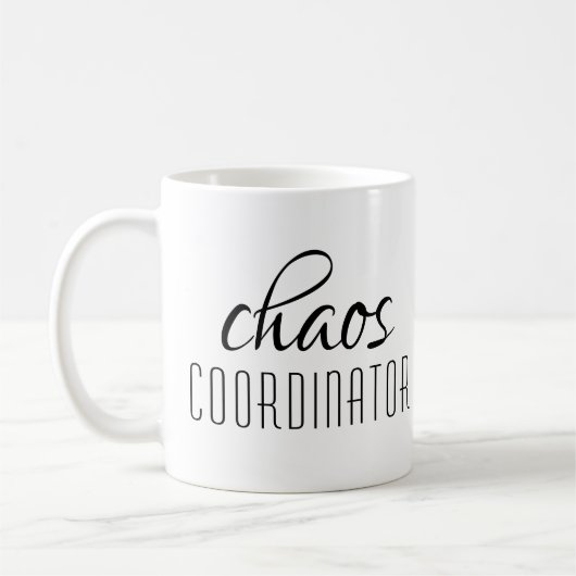 Typografische tekst van Chaos Coordinator Koffiemok (Links)