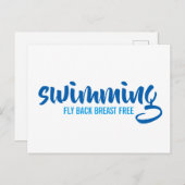 Typografische tekst vrij rond zwemmen briefkaart (Voorkant / Achterkant)