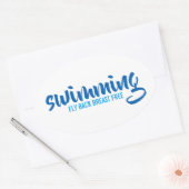 Typografische tekst vrij rond zwemmen ovale sticker (Envelop)
