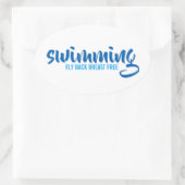 Typografische tekst vrij rond zwemmen ovale sticker (Tas)