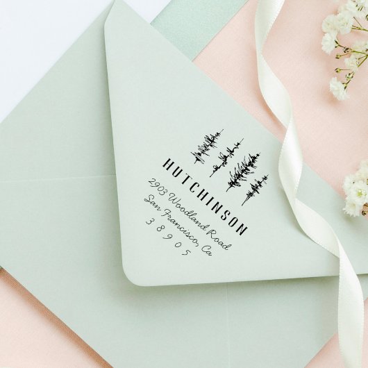 Typografische Trees Familienaam Return Address Rubberstempel