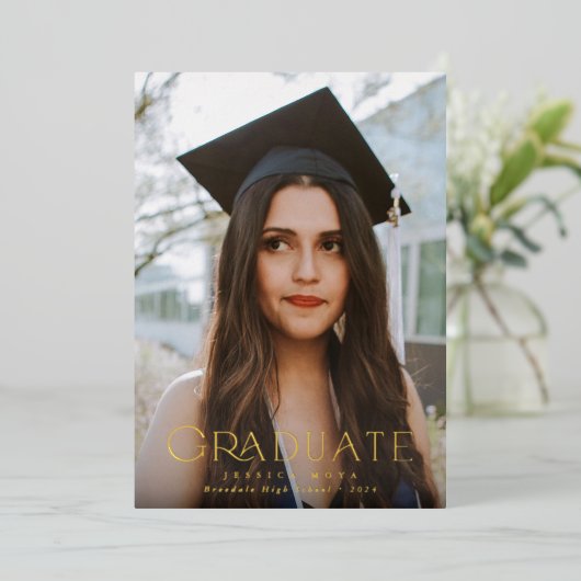 Typografische twee foto Afstuderen aankondiging (Staand Voorkant)