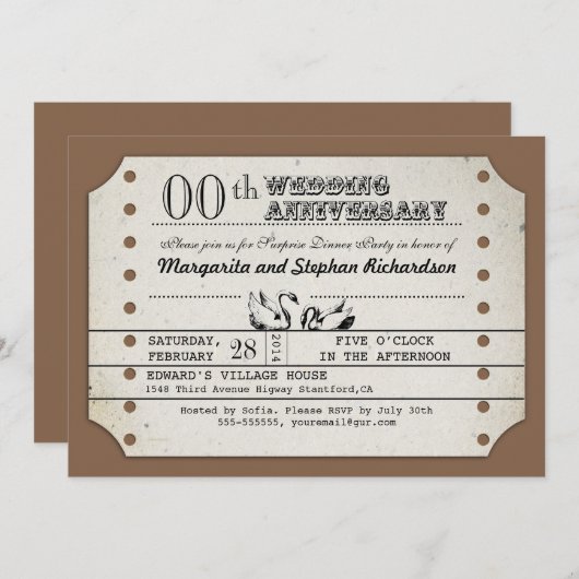 typografische verjaardagsuitnodiging voor tickets kaart (Voorkant / Achterkant)