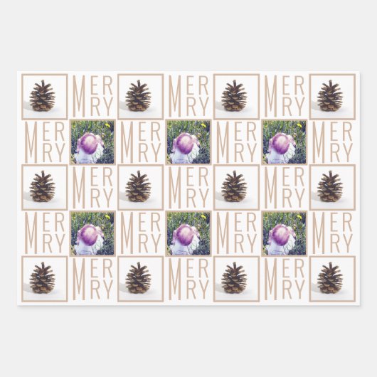 Typografische vierkant Foto's Neutrale kleuren Inpakpapier Vel (Voorkant 3)