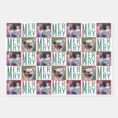 Typografische vierkant foto's rood groen en wit inpakpapier vel (Voorkant)