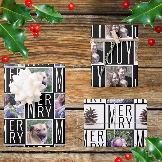 Typografische vierkante foto's Afbeelding zwart en Inpakpapier Vel