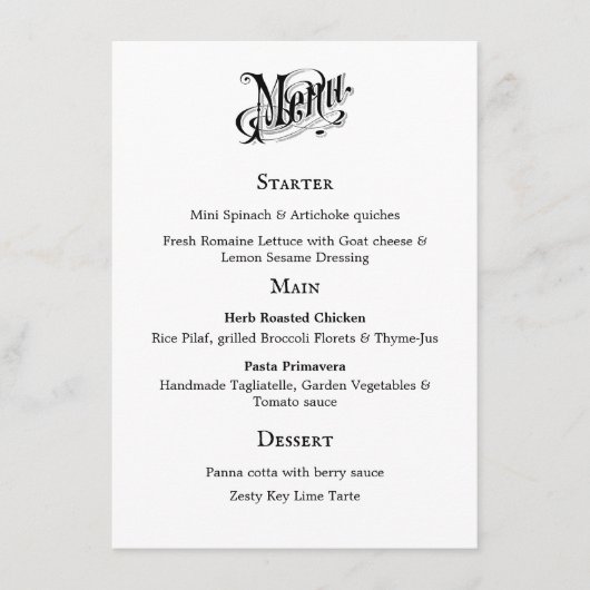 Typografische vintage menukaart (Voorkant)
