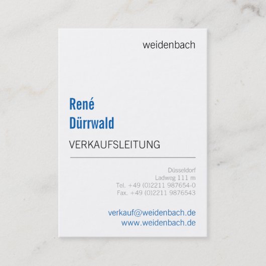 Typografische visitekaartjes blauw (Voorkant)