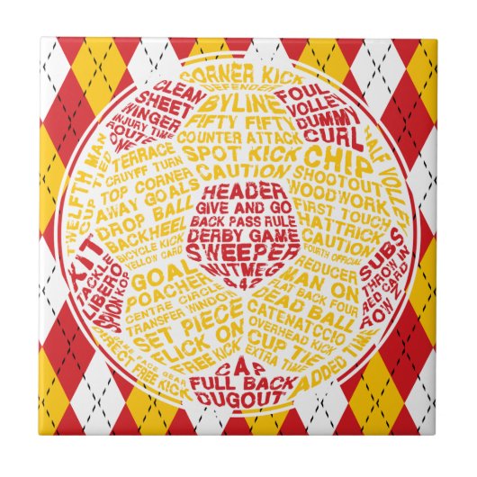 Typografische Voetbal Tegel Tegeltje (Voorkant)