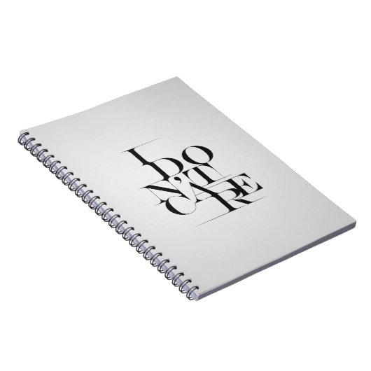 Typografische vormgeving zwart-wit "ik geef er nie notitieboek (Rechterzijde)