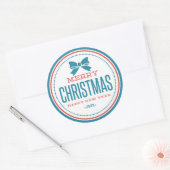 Typografische Vrolijk Nieuwjaar met vrolijk kerstf Ronde Sticker (Envelop)