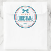 Typografische Vrolijk Nieuwjaar met vrolijk kerstf Ronde Sticker (Tas)