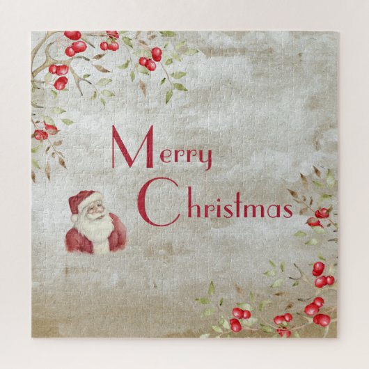 Typografische Waterverf Santa Legpuzzel (Verticaal)