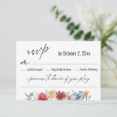 Typografische Waterverf Wildflower Song Request RSVP Kaartje (Staand voorkant)