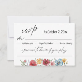 Typografische Waterverf Wildflower Song Request RSVP Kaartje