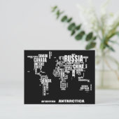 Typografische Wereldkaart Briefkaart (Staand voorkant)