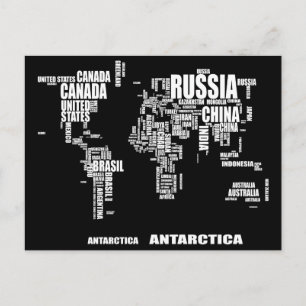Typografische Wereldkaart Briefkaart