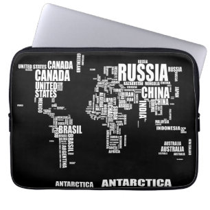 Typografische Wereldkaart Laptop Sleeve