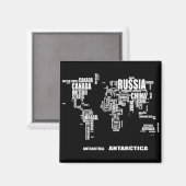 Typografische Wereldkaart Magneet (Voorkant / Achterkant)
