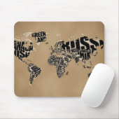 Typografische Wereldkaart Muismat (Met muis)