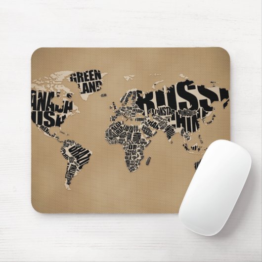 Typografische Wereldkaart Muismat (Met muis)