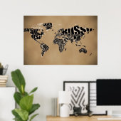 Typografische Wereldkaart Poster (Thuiskantoor)